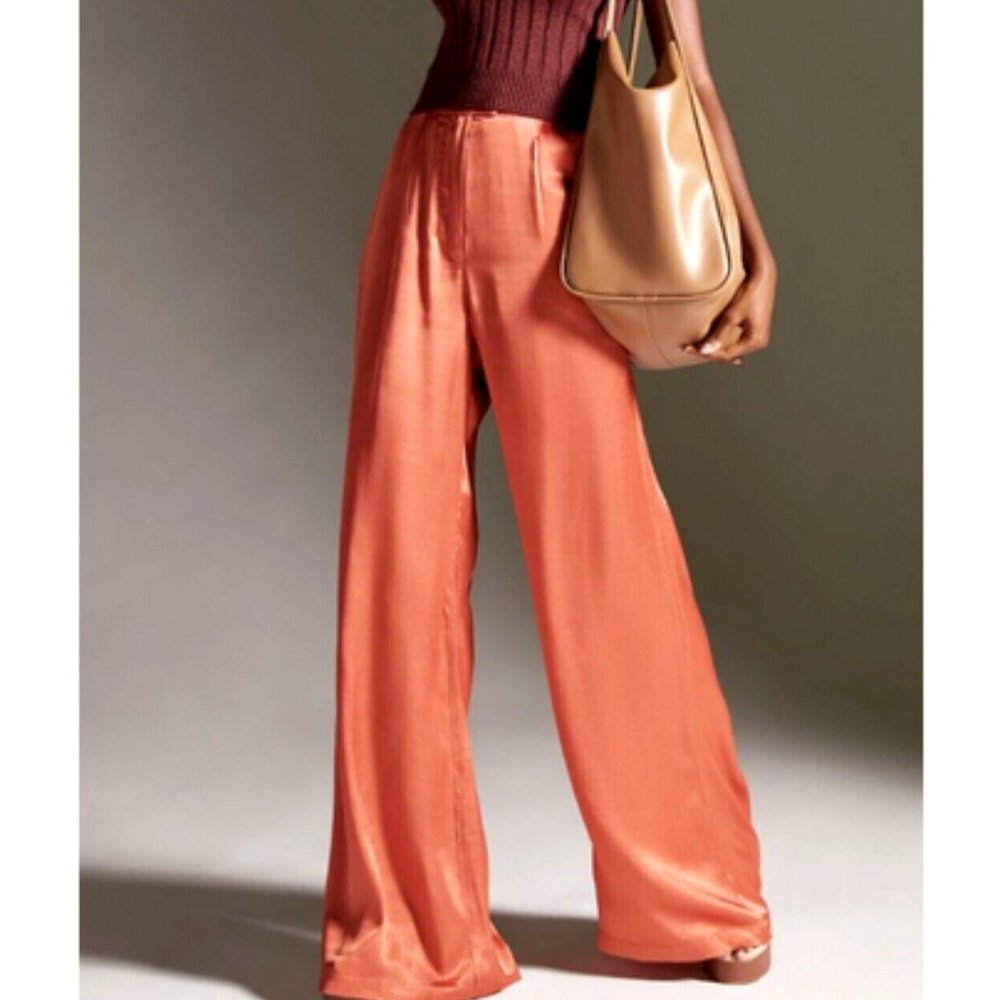Anthropologie Corey Lynn Calter Petra Trousers Wide Leg Pants M NWT Orange